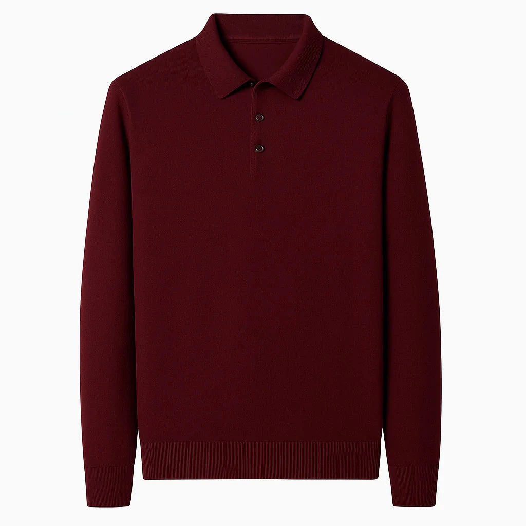 Oxford Knit Polo Sweater – Timeless Warmth and Refined Comfort
