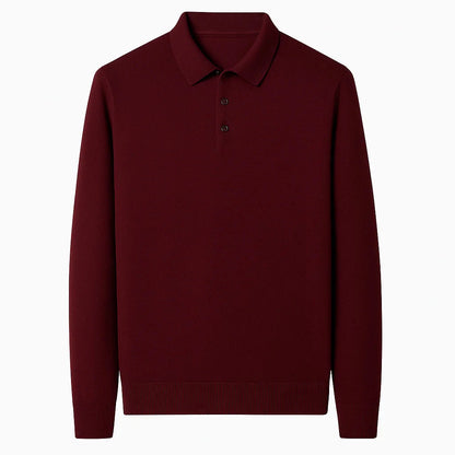 Oxford Knit Polo Sweater – Timeless Warmth and Refined Comfort