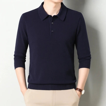 Oxford Knit Polo Sweater – Timeless Warmth and Refined Comfort