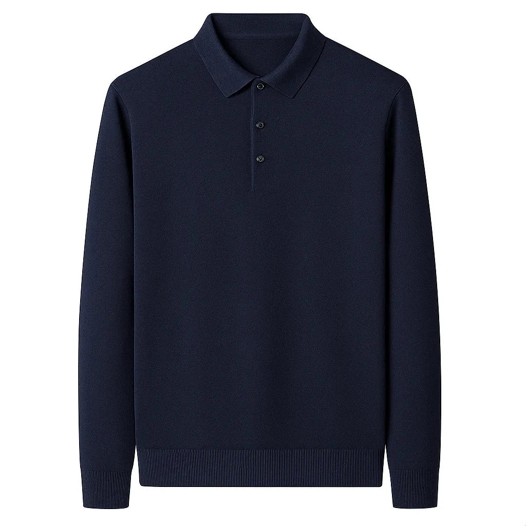 Oxford Knit Polo Sweater – Timeless Warmth and Refined Comfort