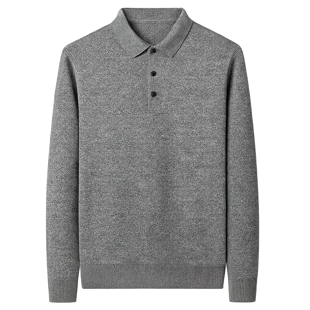 Oxford Knit Polo Sweater – Timeless Warmth and Refined Comfort