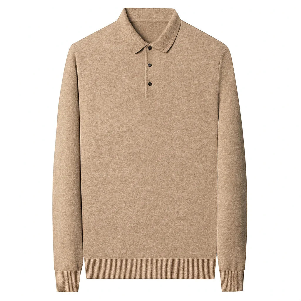 Oxford Knit Polo Sweater – Timeless Warmth and Refined Comfort